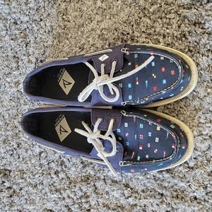 Sperry mens authentic original 2 eye boat shoes size 9.5 color Signal Flags